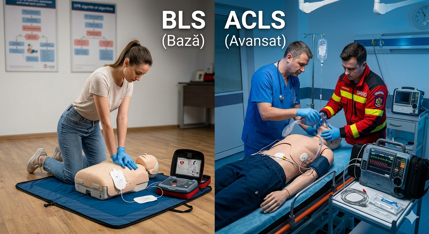 Ce este BLS vs ACLS: Diferențe, Echipamente necesare și Aplicații Reale în Resuscitare