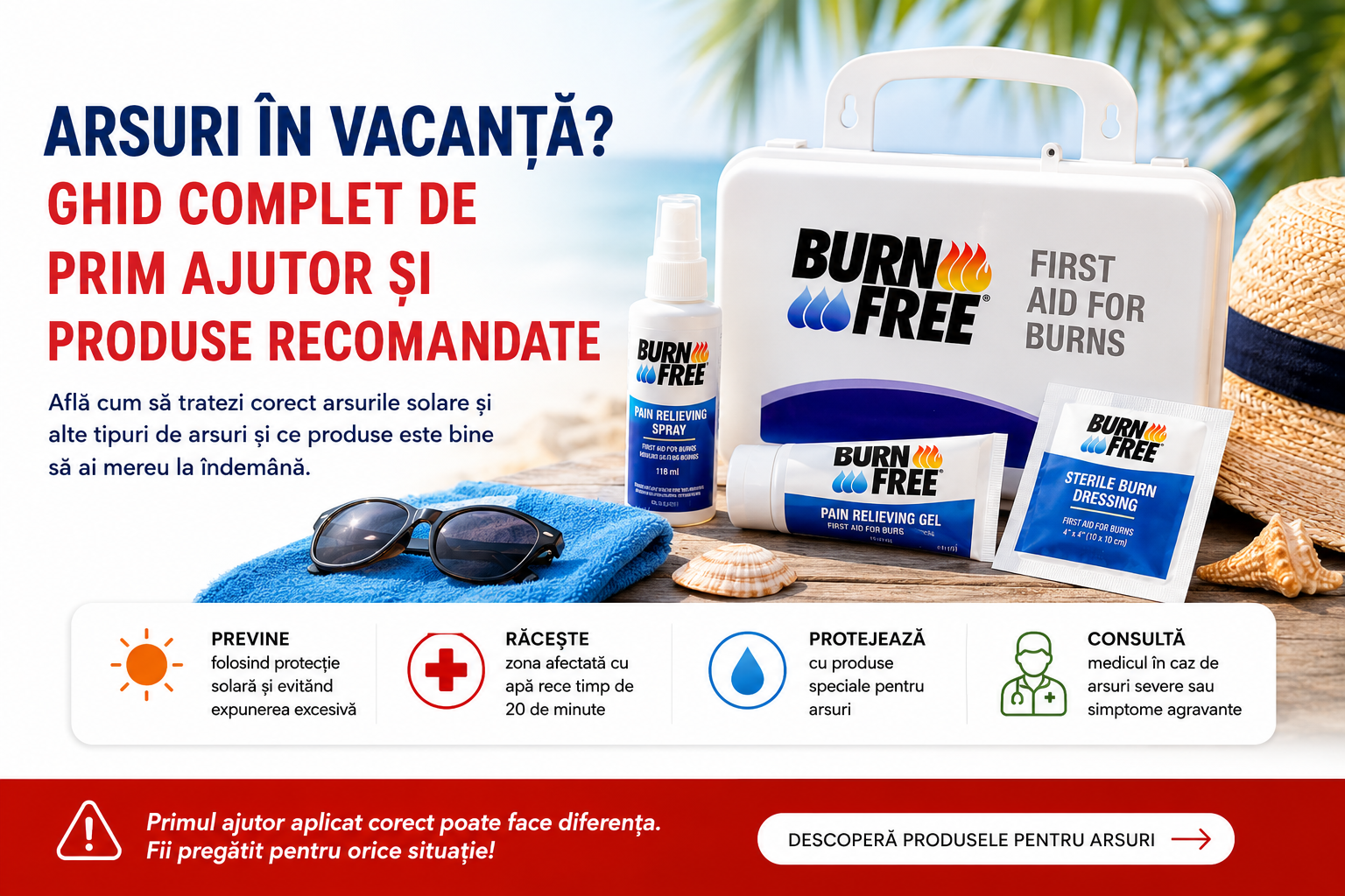 Arsuri în vacanță? Ghid complet de prim ajutor și produse recomandate