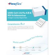 Test antigen combo rapid 5 in 1 Flowflex pentru detectarea Adenovirus + RSV ( Virus Sincitial) + Gripa A/B + Covid 19 , proba nazofaringian  kit 20 buc