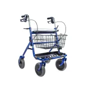 Rolator de Exterior cu 4 Roți, Coș Metalic și Tavă, Max. 130 kg