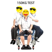 Scaun dus cu rotile  si cu vas pentru toaleta incorporat, sarcina maxima 150 kg, cotiere detașabile
