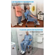 Scaun dus cu rotile  si cu vas pentru toaleta incorporat, sarcina maxima 150 kg, cotiere detașabile