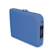 Masă de masaj pliabilă din aluminiu – 2 secțiuni, albastra, reglabilă pe înălțime