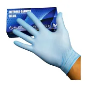 Mănuși examinare nitril albastru 3.2 gr , cu degete texturate, nepudrate, 100 buc - oferta limitata