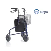 Rolator pliabil cu 3 roți – CRYO, cadru din oțel vopsit, cu coș, tavă și geantă