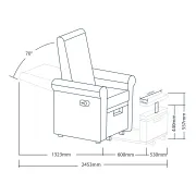 Scaun de pedichiură Infinity Foot Spa cu spătar reglabil manual, conceput special pentru saloanele profesionale de înfrumusețare.