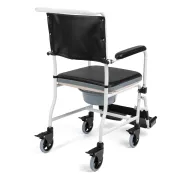 Scaun de Toaletă cu Roți, Cotiere Rabatabile și Găleată, Max. 130 kg, Negru