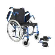 Scaun cu rotile OXFORD, șezut 43 cm, roți pneumatice, material textil negru