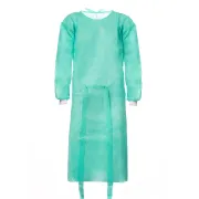 Halat medical din material netesut verde (cu manșete elastice) si legături la spate, mărime universala