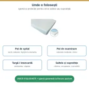 Husă de protecție pentru pat/targă Soft Care Plus, 80 × 210 cm, 2 straturi (PP nețesut + PE), 30 GSM, albă, cu elastic