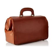 Geantă Medicală de Consultații Clasică – Cu Bază Rigidă și Încuietoare Brunată, 35 x 13 x 24 cm (Made in Italy)