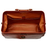Geantă Medicală de Consultații Clasică – Cu Bază Rigidă și Încuietoare Brunată, 35 x 13 x 24 cm (Made in Italy)