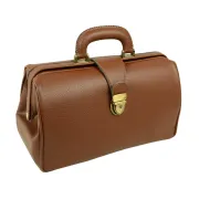 Geantă Medicală de Consultații Clasică – Cu Bază Rigidă și Încuietoare Brunată, 35 x 17 x 22 cm (Made in Italy)