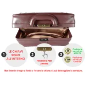 Geantă Medicală de Consultații din Piele Naturală – Cu Bază Rigidă și Încuietoare Brunată, 38 x 20 x 20 cm (Design Italian)