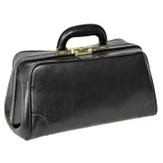 Geantă Medicală de Consultații din Piele Naturală – Cu Bază Rigidă și Încuietoare Brunată, 38 x 20 x 20 cm (Design Italian)