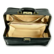 Geantă Medicală de Consultații din Piele Naturală – Cu Bază Rigidă și Încuietoare Brunată, 38 x 20 x 20 cm (Design Italian)