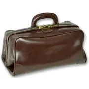 Geantă Medicală de Consultații din Piele Naturală – Cu Bază Rigidă și Încuietoare Brunată, 38 x 20 x 20 cm (Design Italian)