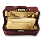 Geantă Medicală de Consultații din Piele Naturală – Cu Bază Rigidă și Încuietoare Brunată, 38 x 20 x 20 cm (Design Italian)