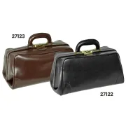 Geantă Medicală de Consultații din Piele Naturală – Cu Bază Rigidă și Încuietoare Brunată, 38 x 20 x 20 cm (Design Italian)