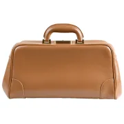 Geantă Medicală de Consultații din Piele Naturală – Cu Bază Rigidă și Încuietoare Brunată, 38 x 20 x 20 cm (Design Italian)