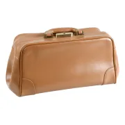 Geantă Medicală de Consultații din Piele Naturală – Cu Bază Rigidă și Încuietoare Brunată, 38 x 20 x 20 cm (Design Italian)
