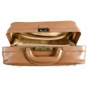 Geantă Medicală de Consultații din Piele Naturală – Cu Bază Rigidă și Încuietoare Brunată, 38 x 20 x 20 cm (Design Italian)