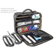 Geantă Medicală Profesională Multi-Funcțională – Goală, Material Nylon 70D/Poliester 600D, 3 Borsete Transparente și Suport Amfofile (23 Elastice)