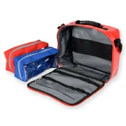 Geantă Medicală de Urgență "Cubo Emergency Bag" – Roșie (Goală), Prelată PVC Impermeabilă, cu 2 Borsete Transparente incluse, 28 x 34 x 13 cm