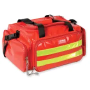 Geantă Medicală de Urgență "Emergency Bag" din PVC – Roșie (Goală), Prelată PVC Impermeabilă, Compartimentare Multi-Buzunar și Bretele Rucsac, 35 x 45 x h 21 cm