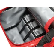 Geantă Medicală de Urgență "Emergency Bag" din PVC – Roșie (Goală), Prelată PVC Impermeabilă, Compartimentare Multi-Buzunar și Bretele Rucsac, 35 x 45 x h 21 cm