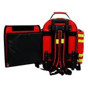 Troler și Rucsac Medical de Urgență "Emergency Logic-2 PVC" – Profesional (Gol), Prelată PVC Impermeabilă, cu Rotițe, Mâner Telescopic, 6 Borsete Colorate Incluse și Diviziune Centrală, 49 x 31 x h 57 cm