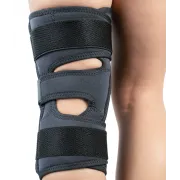Orteză de genunchi mobilă deschisă posterior, cu 3 benzi din neopren și 4 atele flexibile, 30 cm - Dispozitiv Medical