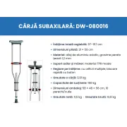 Cârjă axilară pliabilă , mărime universala – Ultra-ușoară, reglabilă, din aliaj de aluminiu
