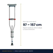 Cârjă axilară pliabilă , mărime universala – Ultra-ușoară, reglabilă, din aliaj de aluminiu