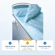 Set lenjerie pat Golden Protect de unica folosinta din  SMS de 40 gr cu husa pat cu elastic la capete