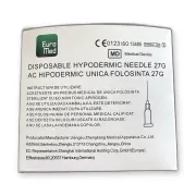 Ace hipodermice sterile de unică folosință 27G (0,4 × 13 mm) – EuroMed, 100 bucăți
