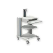 Cărucior profesional PRO CART cu 2 rafturi, suport tastatură și monitor