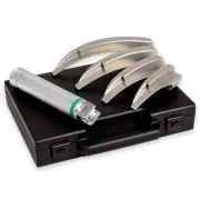 Set laringoscop fibră optică LED MaxLite adulți cu 4 lame McIntosh 1-2-3-4, 3,5 V