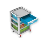 Cărucior pediatric compact cu 4 sertare, 654 × 605 × 975 mm (1 buc)