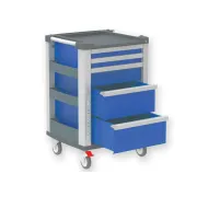 Cărucior multifuncțional compact albastru, 5 sertare, cadru aluminiu 654 × 605 × 975 mm (1 buc)
