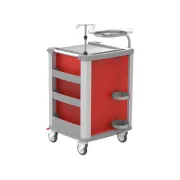 Cărucior de urgență compact roșu, 5 sertare, cadru aluminiu 634 × 605 × 975 mm (1 buc)