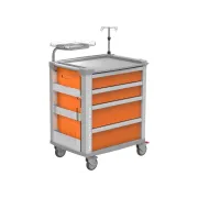 Cărucior de urgență MEDI KART portocaliu, 4 sertare, cadru aluminiu (1 buc)