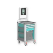 Cărucior multifuncțional compact cu vizor LED și 3 sertare, turcoaz (1 buc)