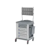 Cărucior de pansamente KS small cu dispenser 10 compartimente și coș lateral 15 l (1 buc)