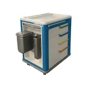 Cărucior multifuncțional modular cu 4 sertare și coș gunoi 10 L, 65 × 88 × 100 cm, alb/albastru