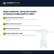 Halat medical chirurgical SMS ranforsat, de unică folosință, 40 g/m², 125 × 145 cm, cu câmp de învelire și 2 prosoape — Golden Protect