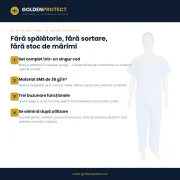 Pijama de unică folosință, bluză și pantalon, SMS 35 g/m², decolteu în V, 3 buzunare — Golden Protect
