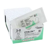 Fir de sutură monofilament neabsorbabil Ethicon Ethilon 3/0, ac 19 mm PS-2 (cutie 36 buc)