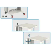 Cărucior medical Easy Power cu 3 rafturi 40×36 cm și prize integrate