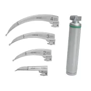 Set laringoscop cu fibre optice HEINE CLASSIC+ LED – 4 lame (Paed 1, Mac 2, Mac 3, Mac 4) cu mâner LED HQ (1 buc)